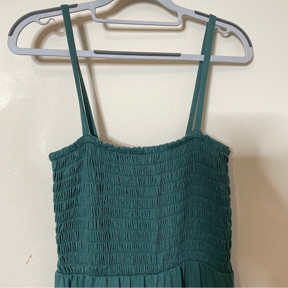 NWT Gap S Petite Smocked Green Jumpsuit Summer Wide Legs sleeveless - Picture 3 of 9